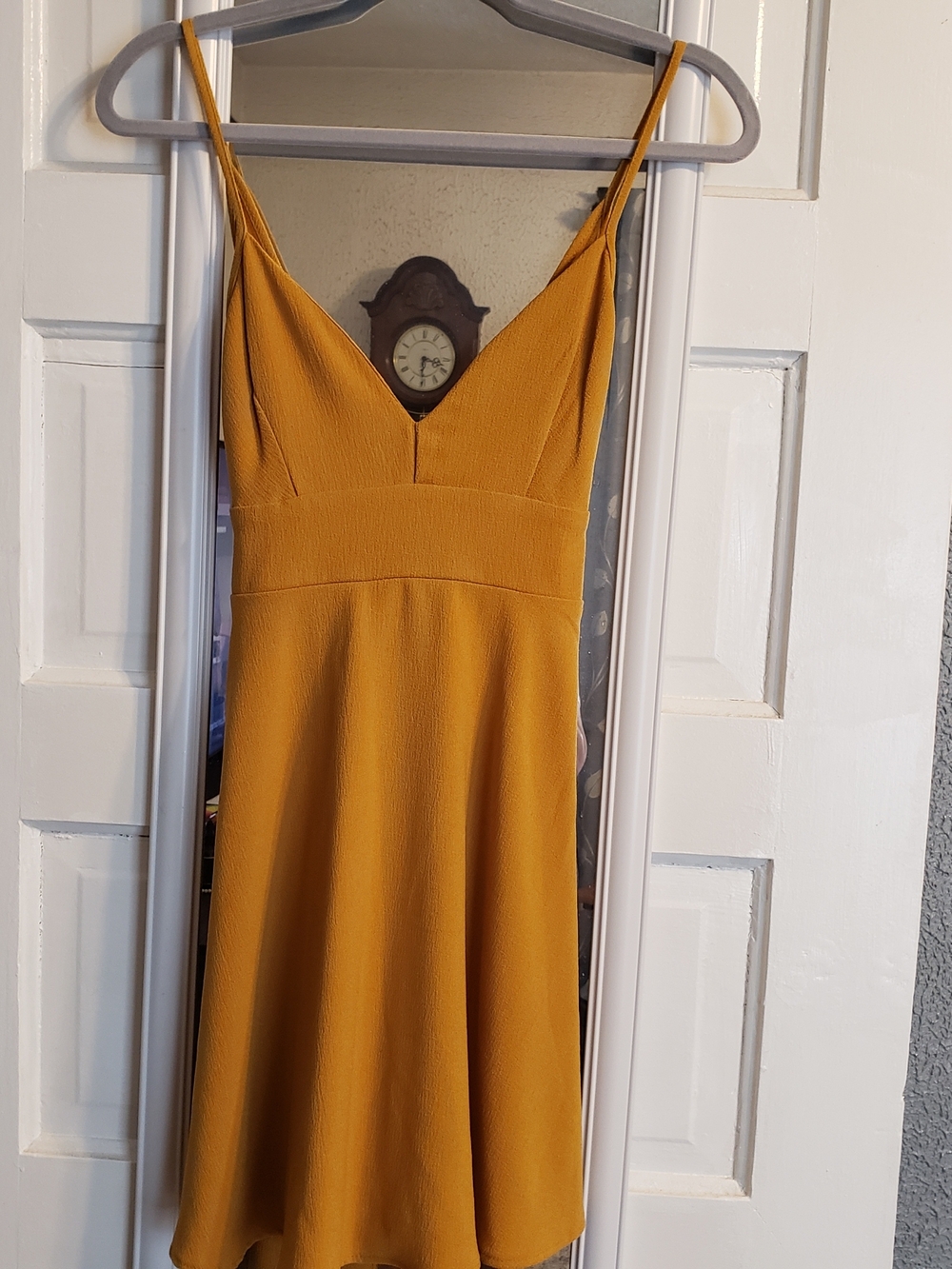 Windsor Mustard Yellow V-Neck Spaghetti Strap Mini Dress